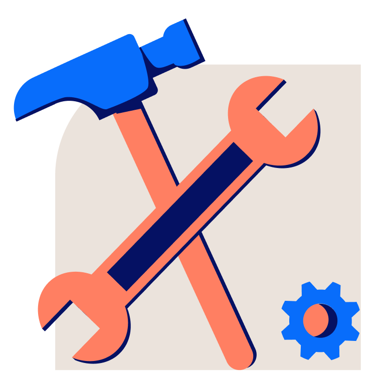 Illustration hammer and spanner