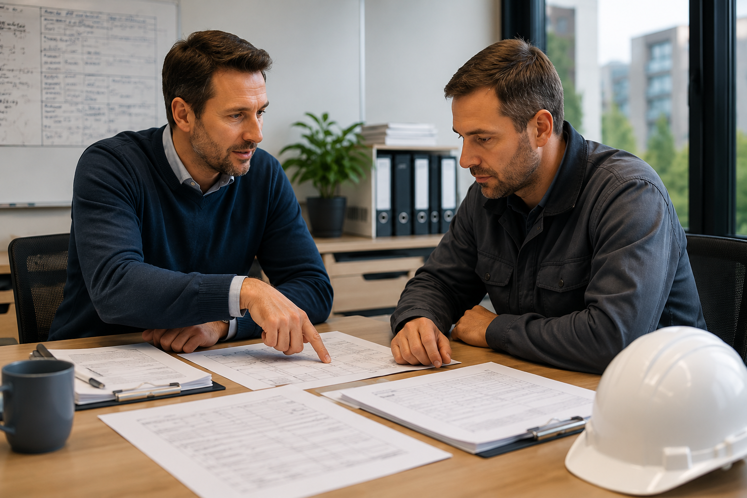 Twee collega's die inzichten vanuit AAVA Onderhoud bespreken