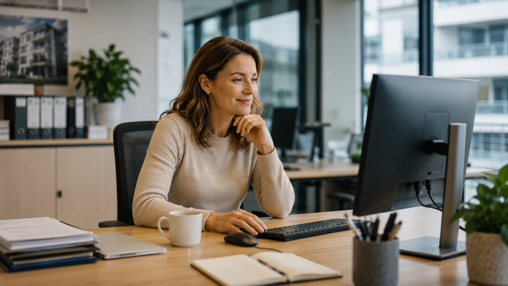 Vrouw die werkt met AAVA Document