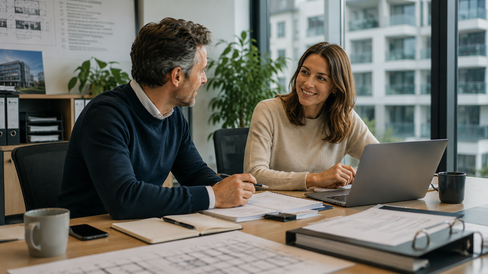 Twee collega's die samenwerken met AAVA Document